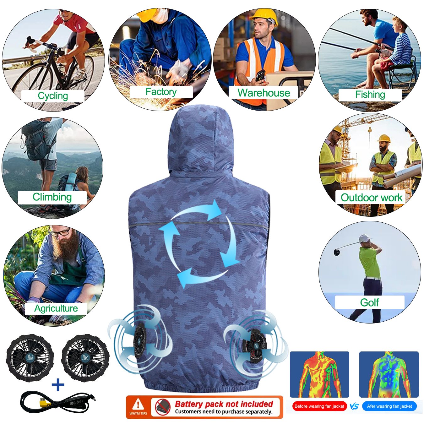 Summer Sport 12V/5V Fan Air Co - Outdoor Sport Brand Jacket review and price